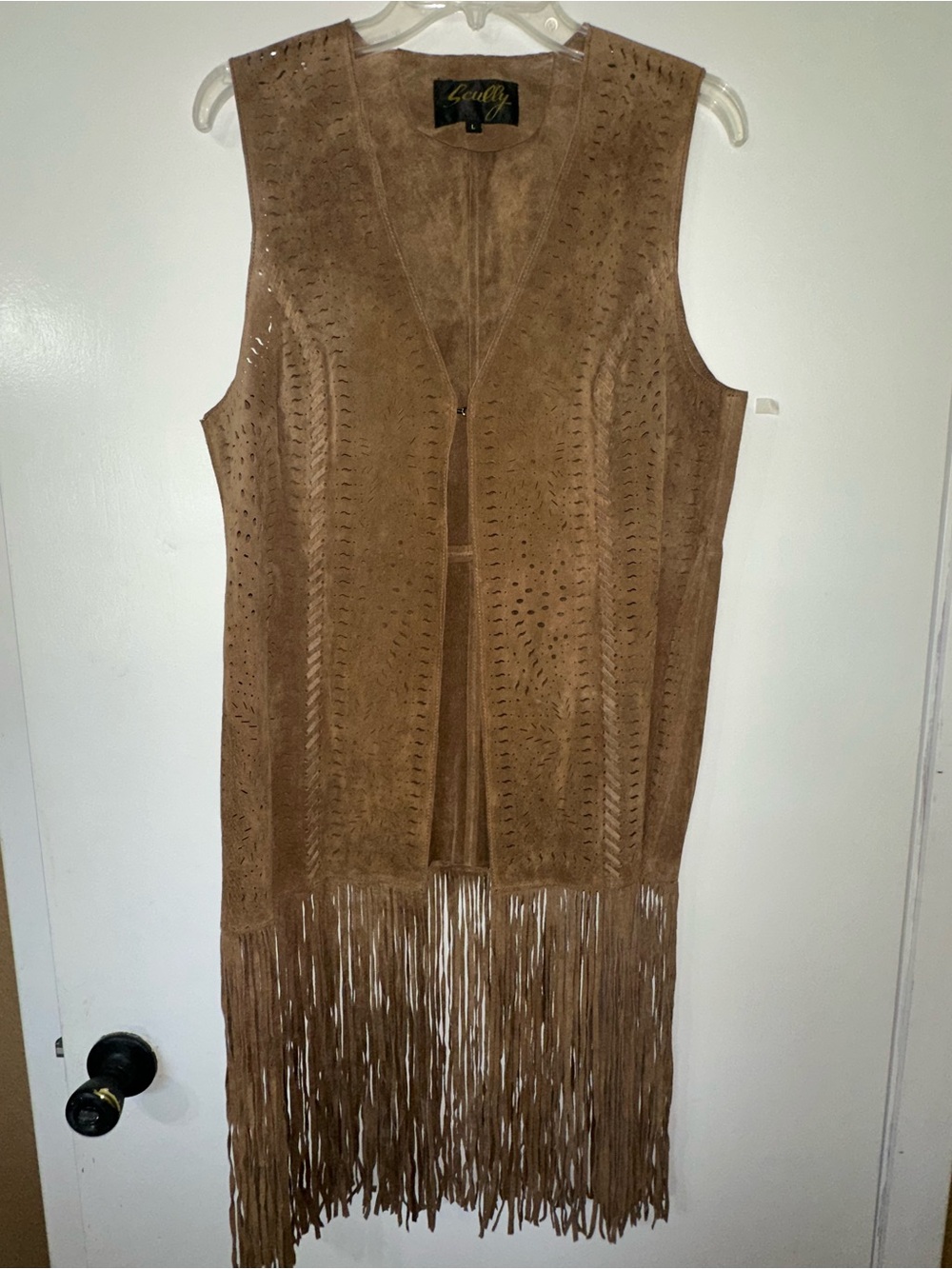 SCULLY Suede Fringe Vest with Laser Cut Details